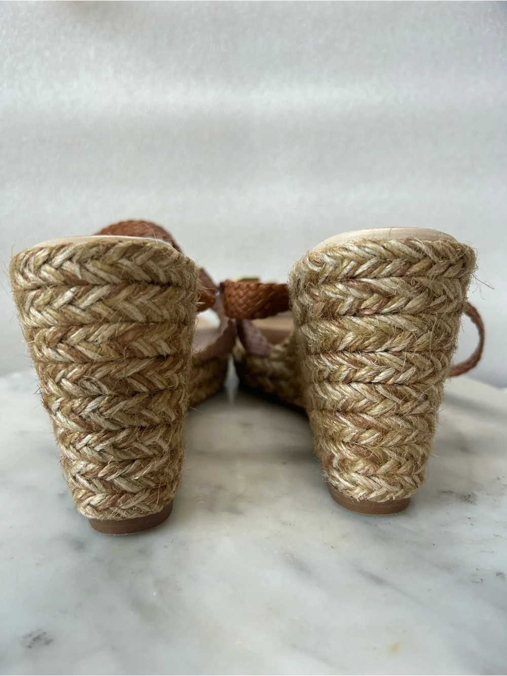 NWOT STUART WEITZMAN Elsie Color-Block Braided Leather Wedge Espadrille Sandals